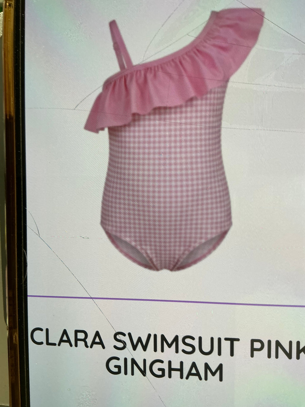 Clara one shoulder toddlers swimsuit- pink gingham