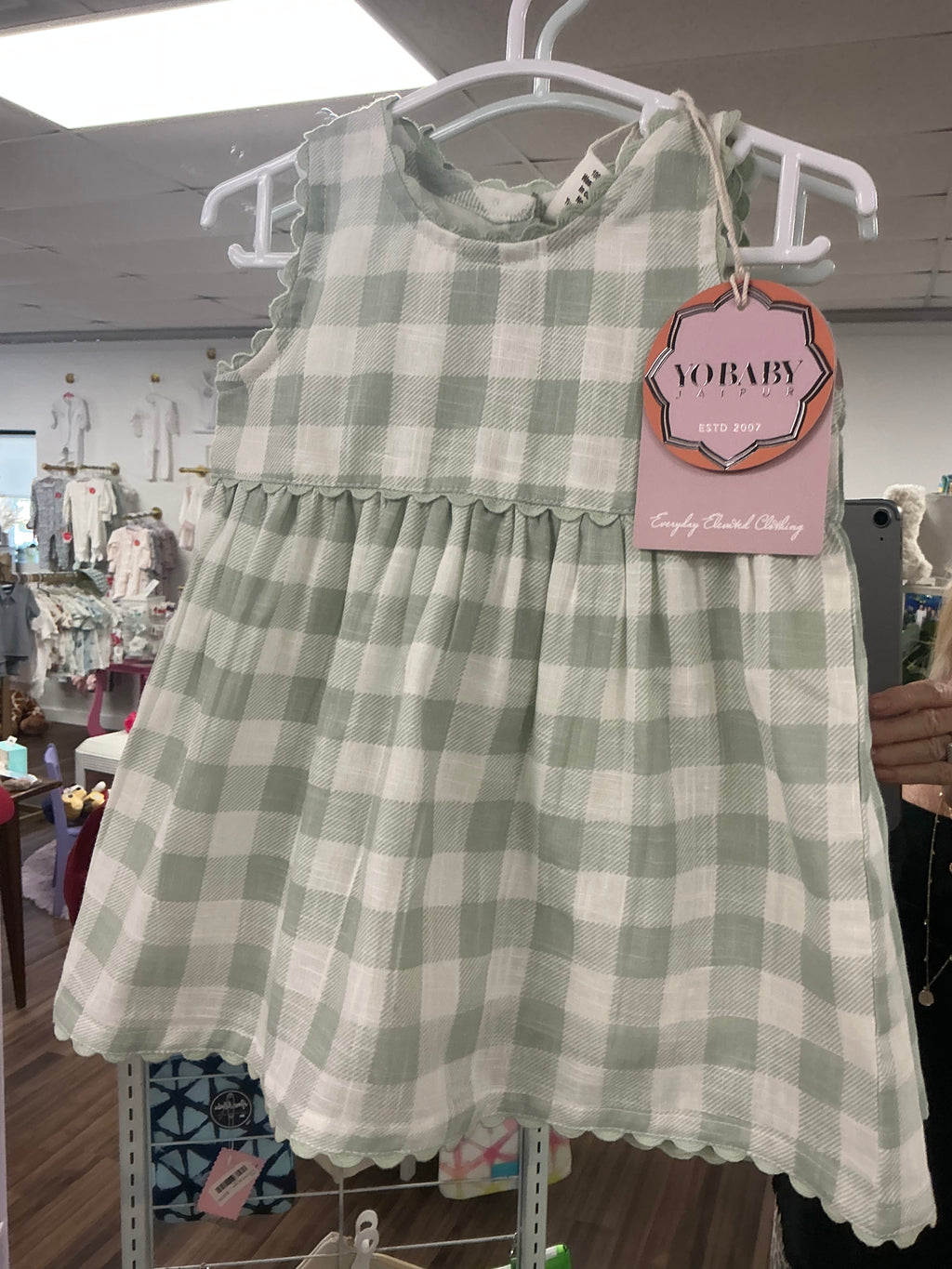 Yo baby Sage check sleeveless dress