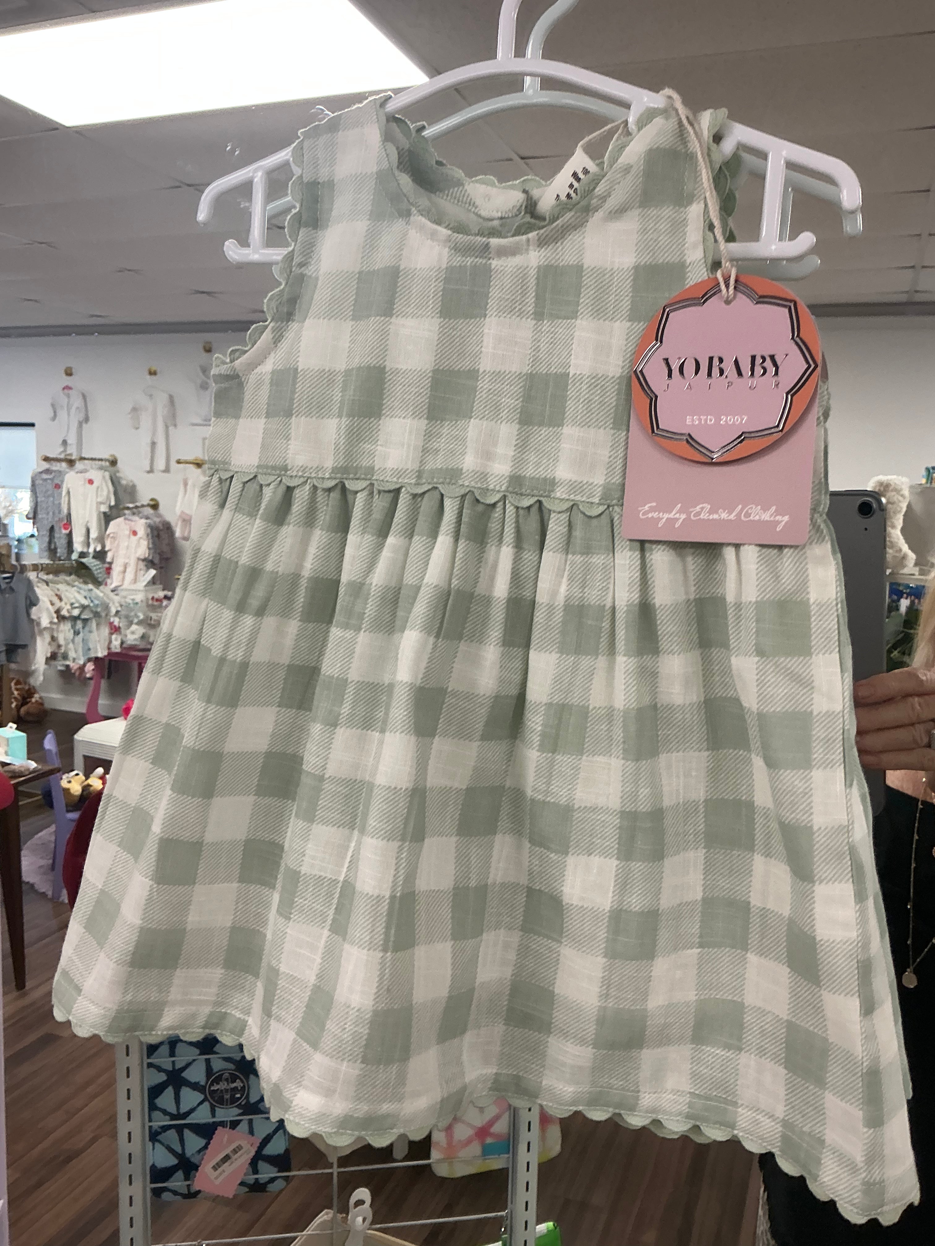 Yo baby Sage check sleeveless dress