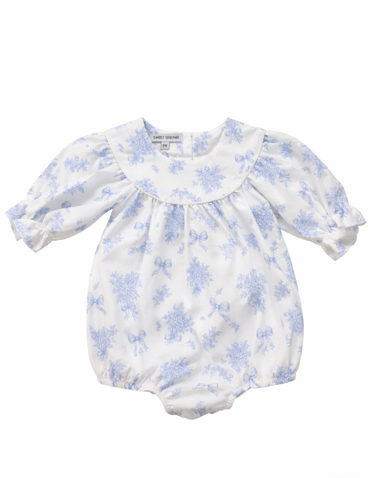 Evie Blue & White Floral Bow Print Bubble