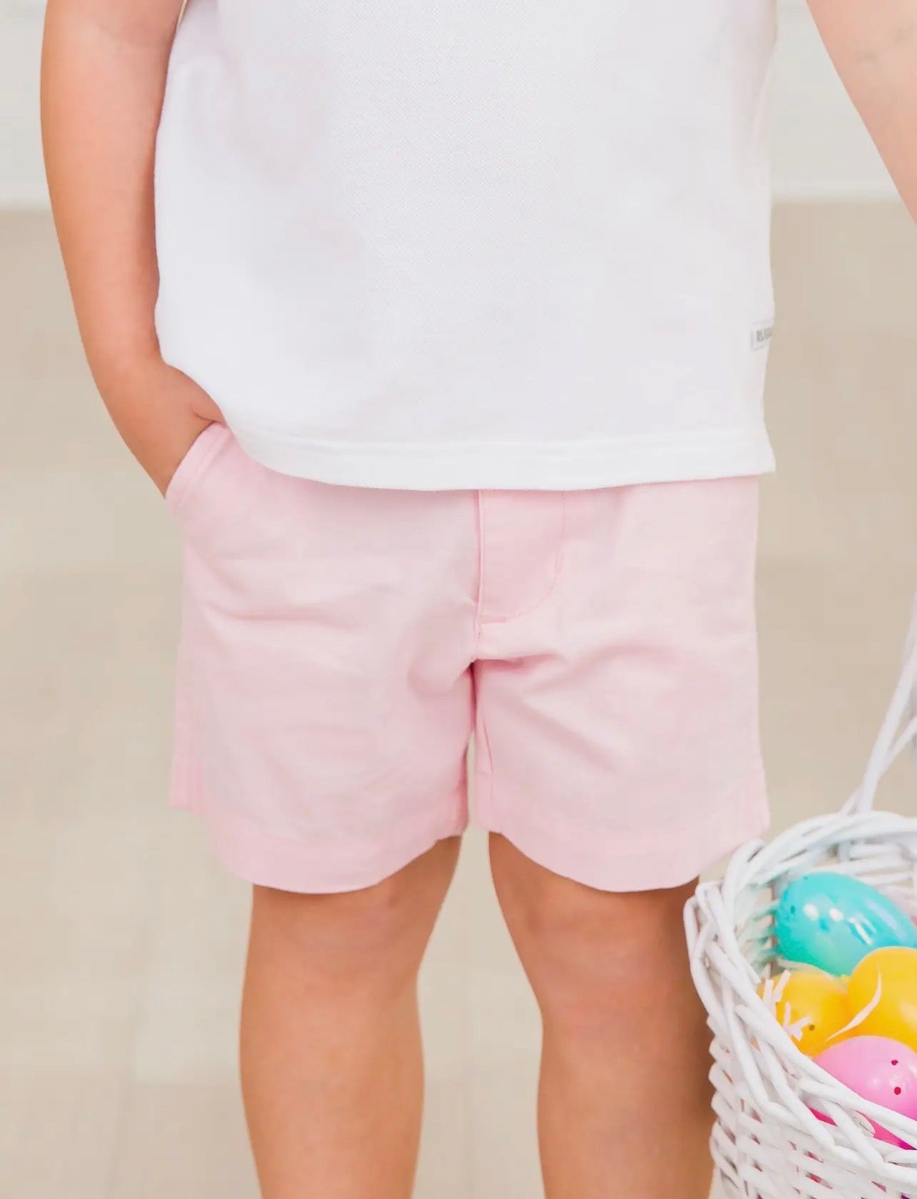 RuffleButts + RuggedButts - Boys Pink Stretch Chino Shorts