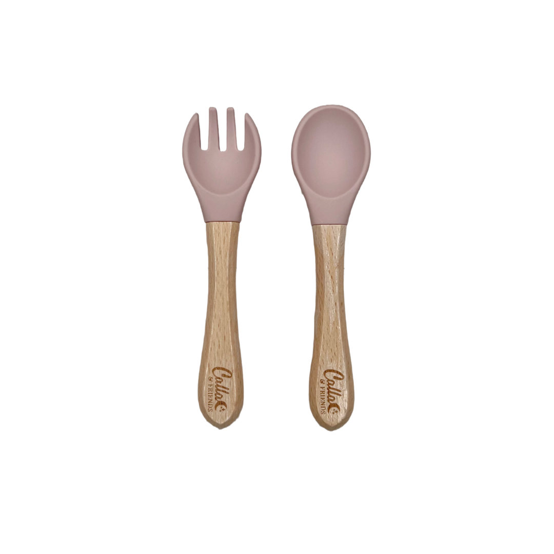 Calla & Friends - Silicone & Beechwood Toddler Utensil Set