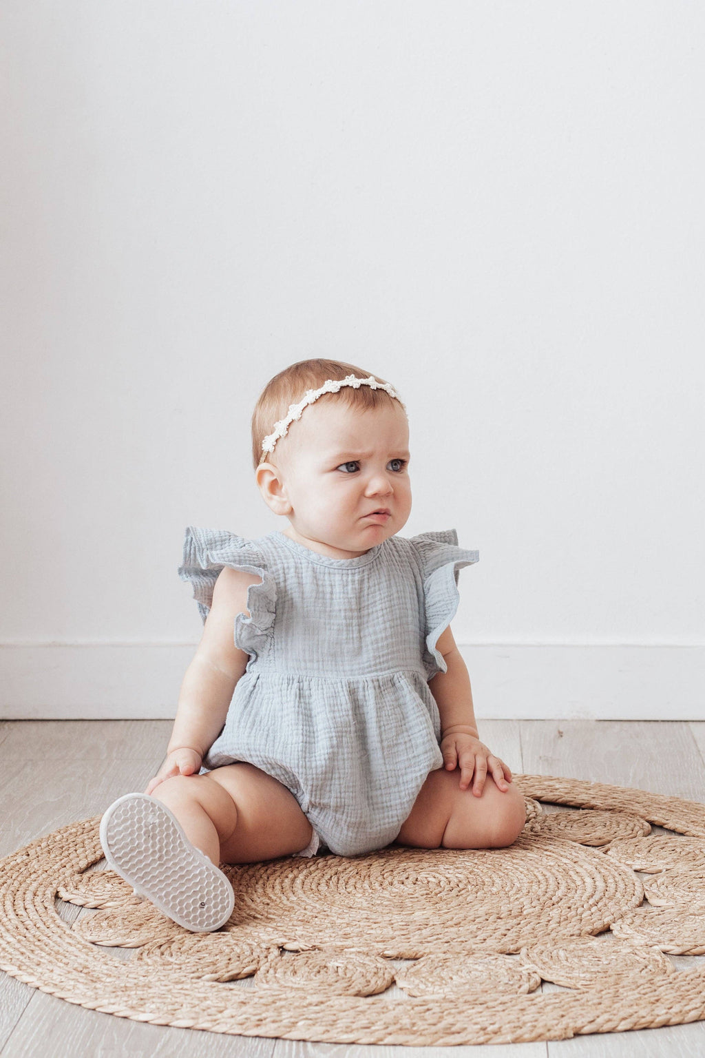 OLIVE & CRADLE - Milana Muslin Bubble Romper + Bow