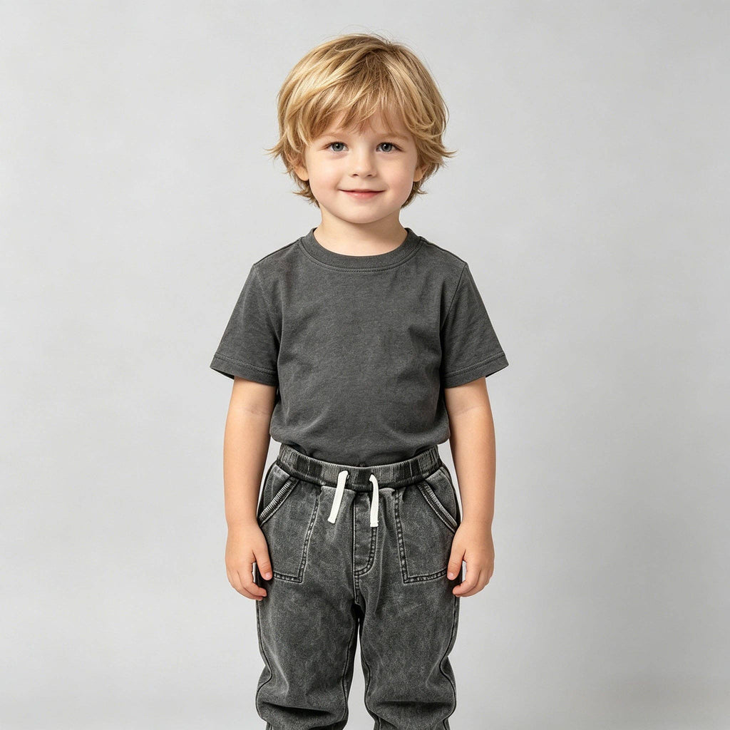 Boys Washed Gray Corduroy Joggers