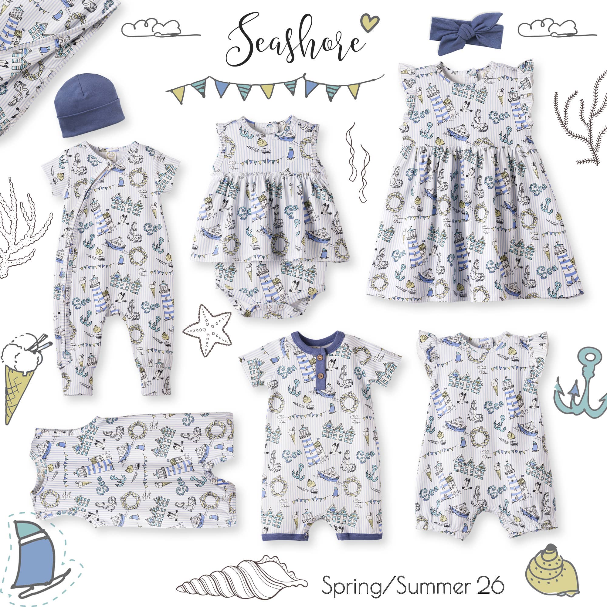 Tesa Babe - Seashore Bubble Romper – Bamboo Baby Girl Outfit