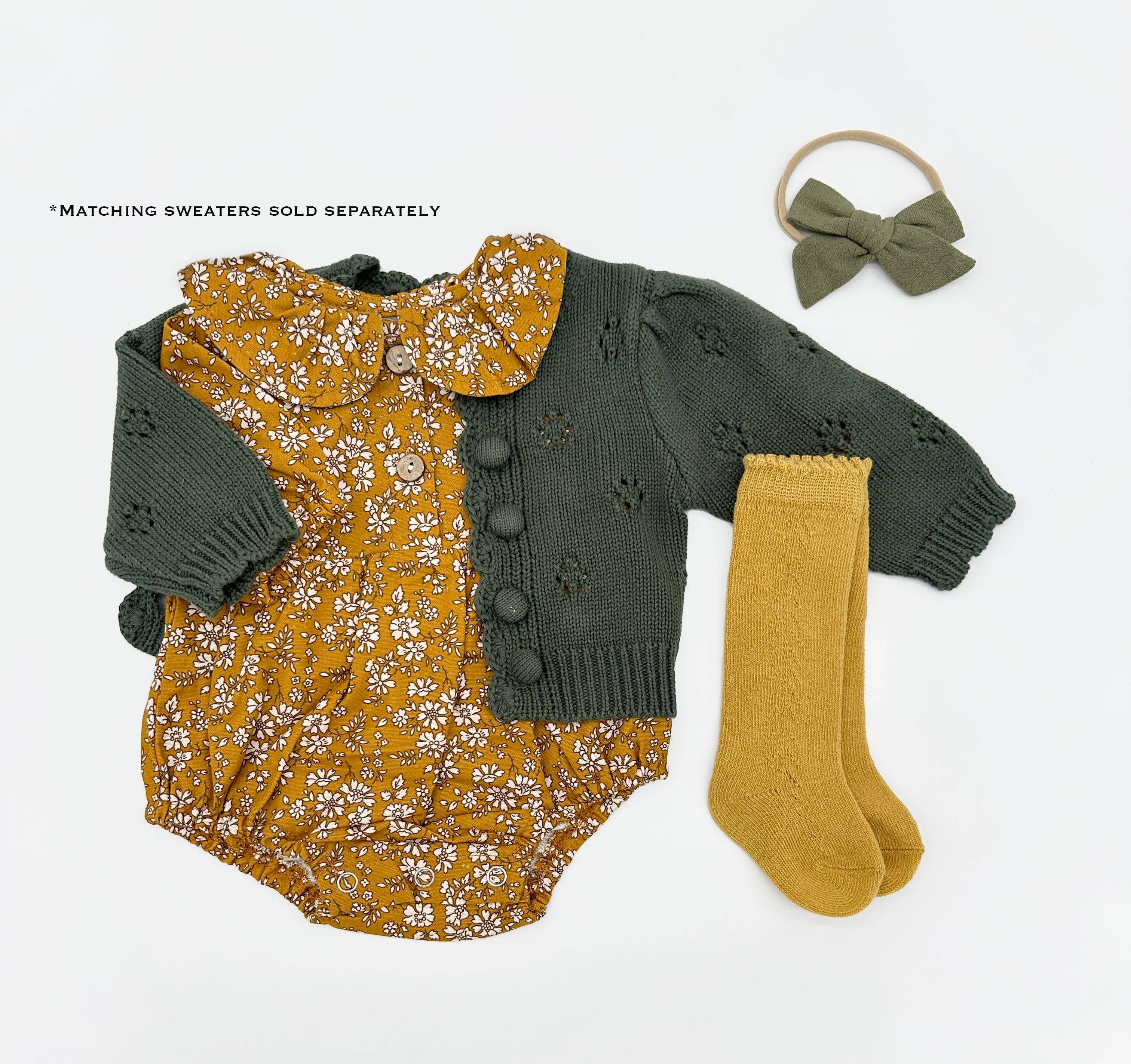 OLIVE & CRADLE - Mustard Floral Romper Set