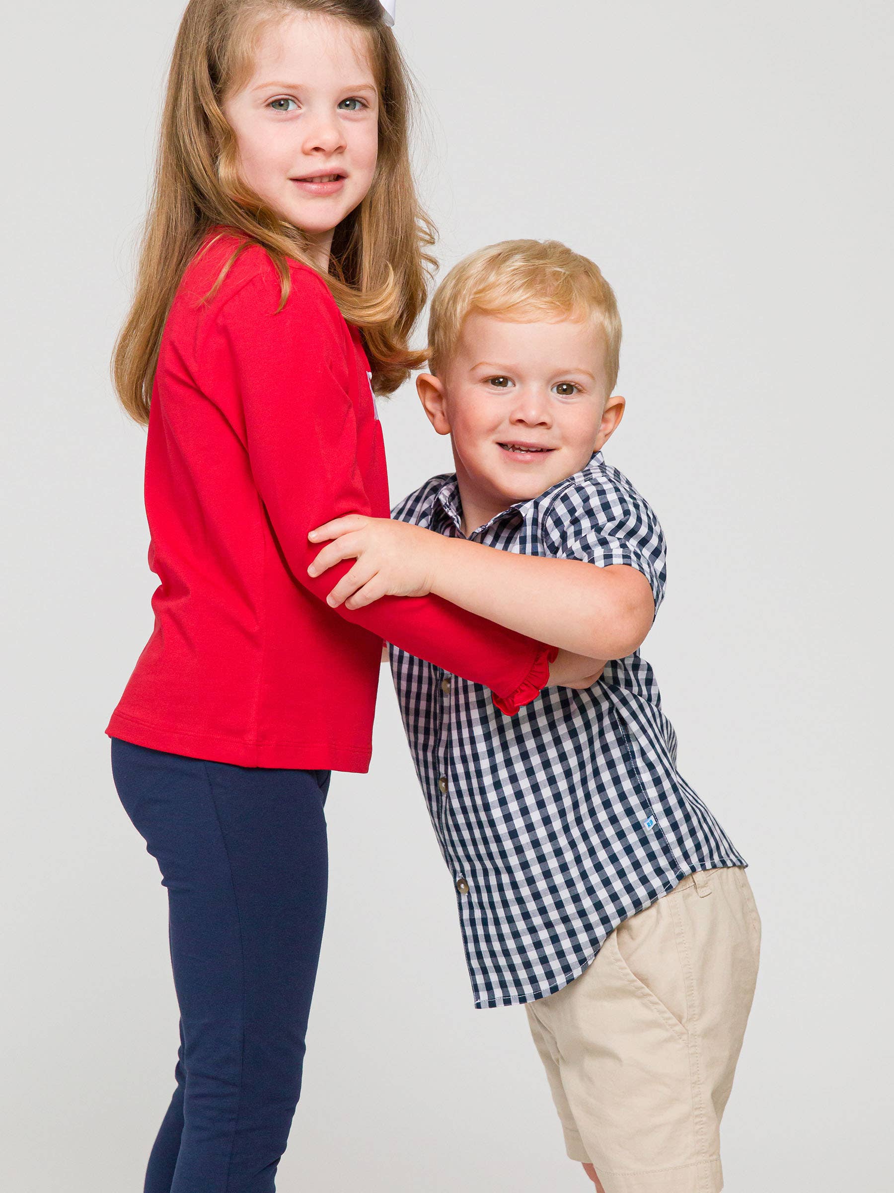 RuffleButts + RuggedButts - Boys Classic Dark Navy Gingham Short Sleeve Button Down Shirt