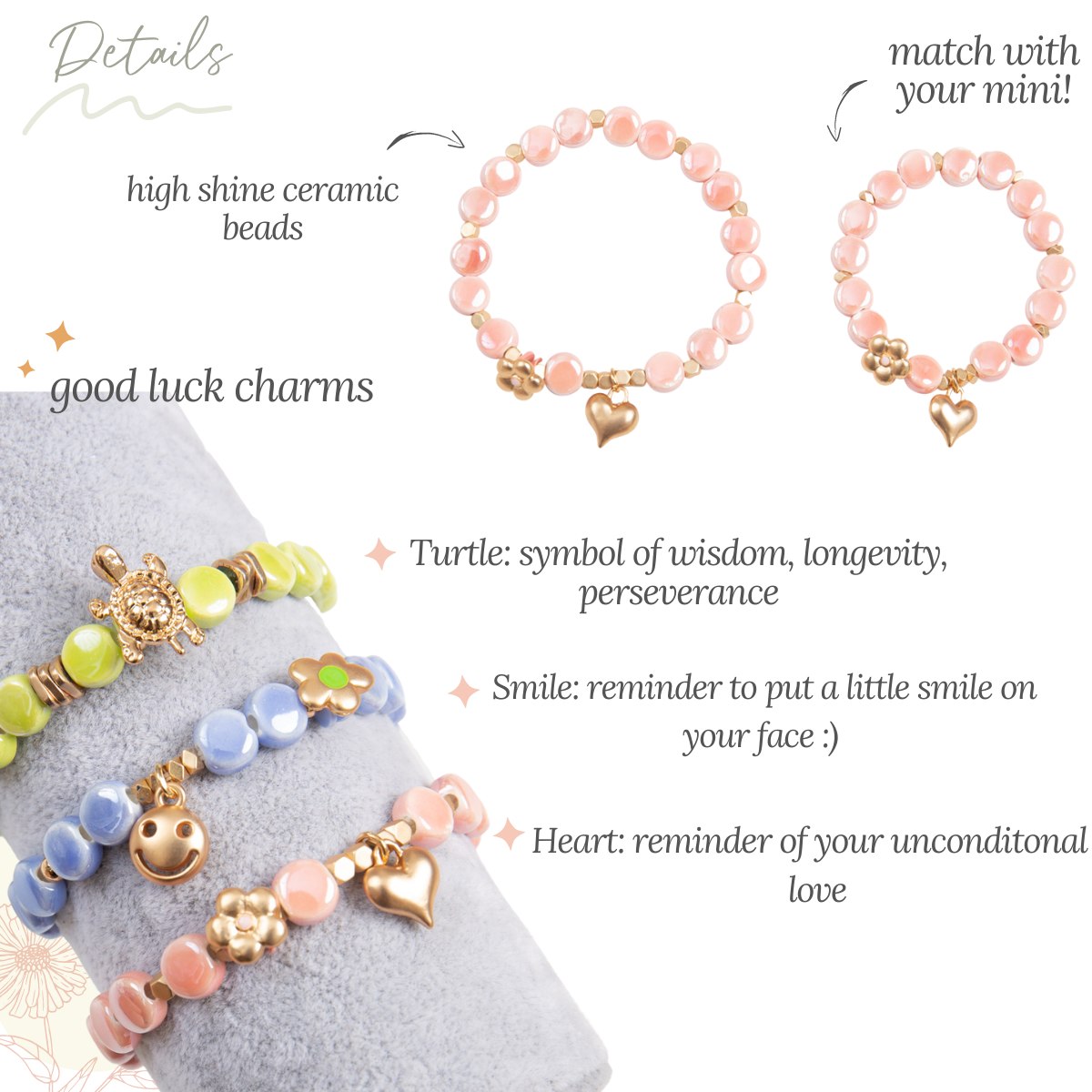 Loven x Mini Momo - Mommy and Me Matching Bracelets - Stretch Charm Bracelet