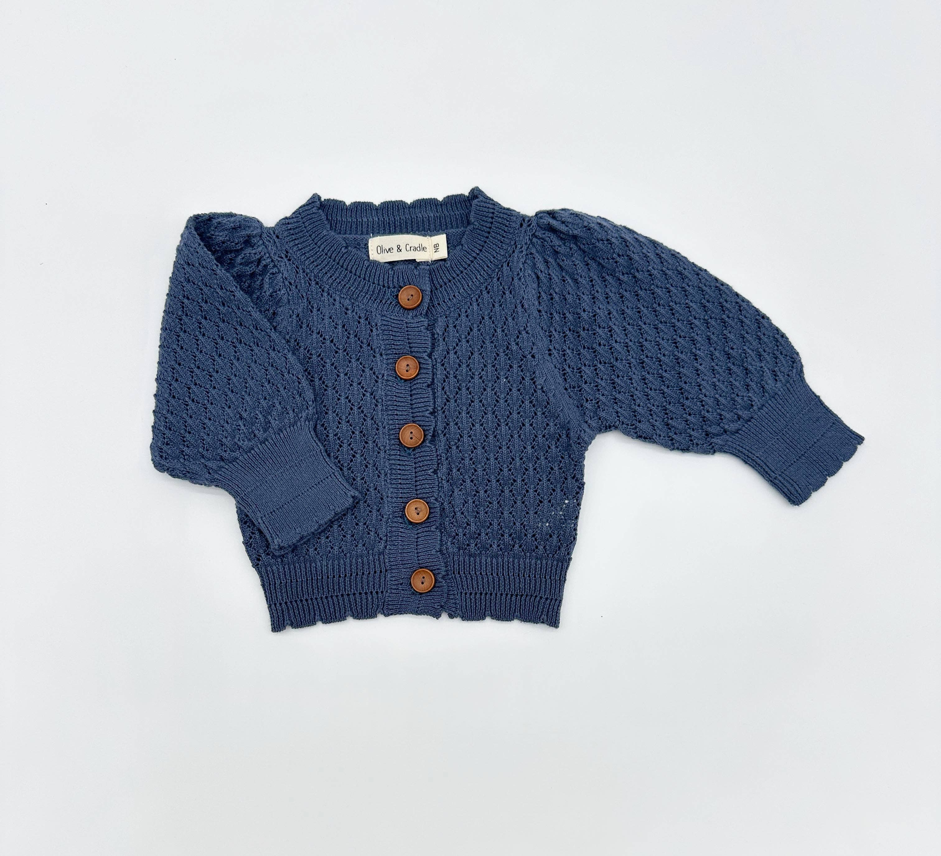 OLIVE & CRADLE - Pointelle Sapphire Cardigan