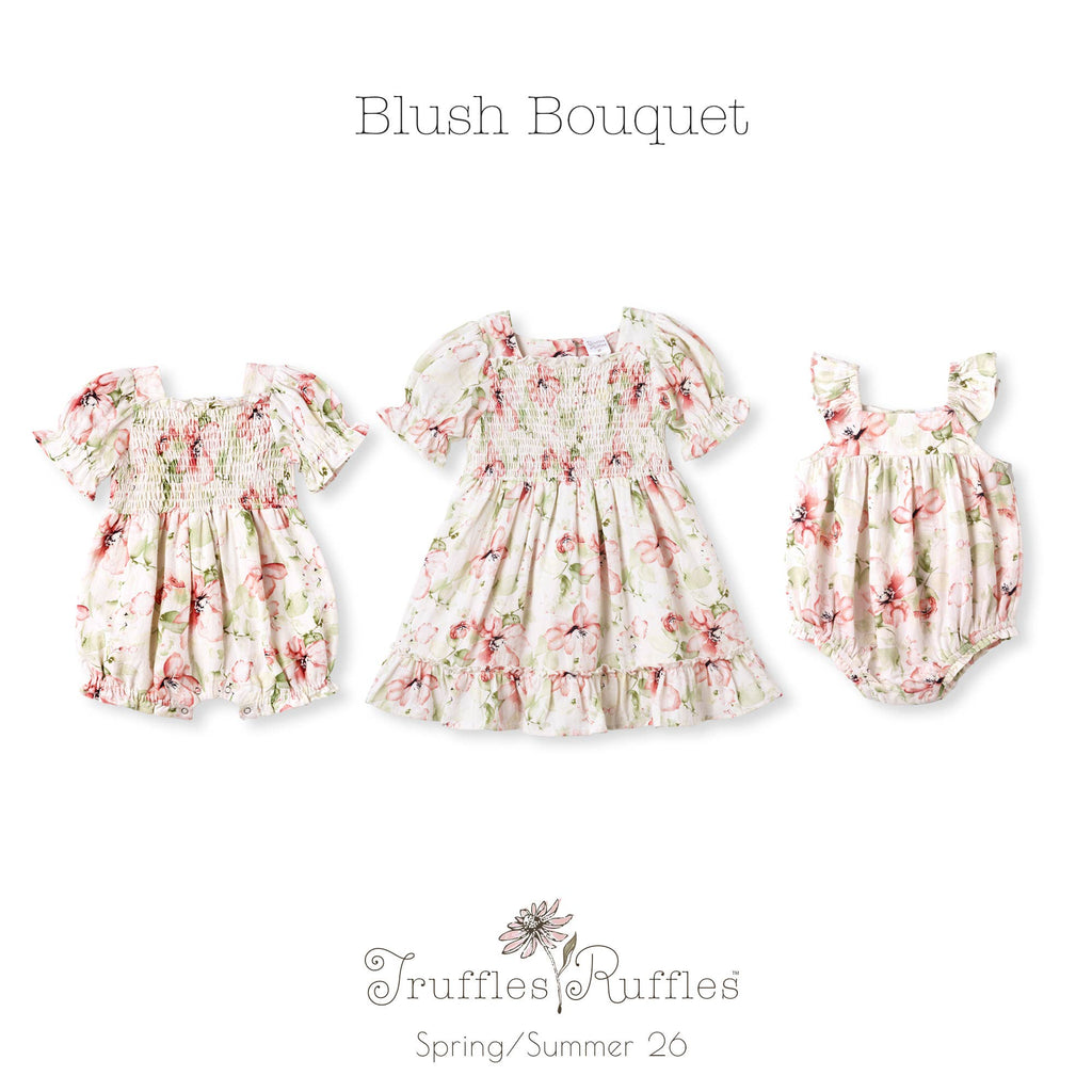 Tesa Babe - Baby Girl Floral Bubble Romper – Cotton Linen Sunsuit