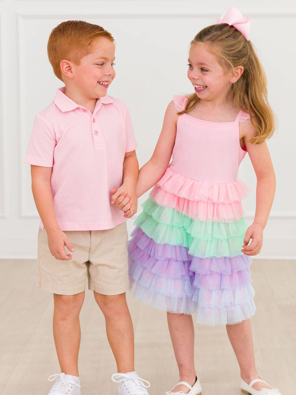 RuffleButts + RuggedButts - Boys Pink Pique Short Sleeve Polo Shirt