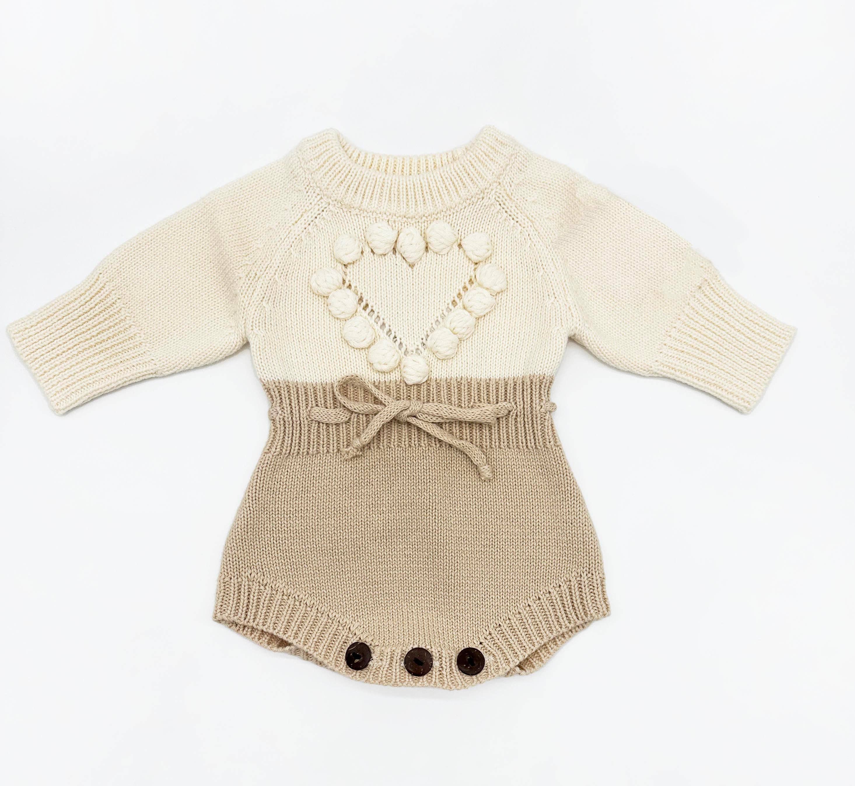 OLIVE & CRADLE - Cream Heart Romper Set