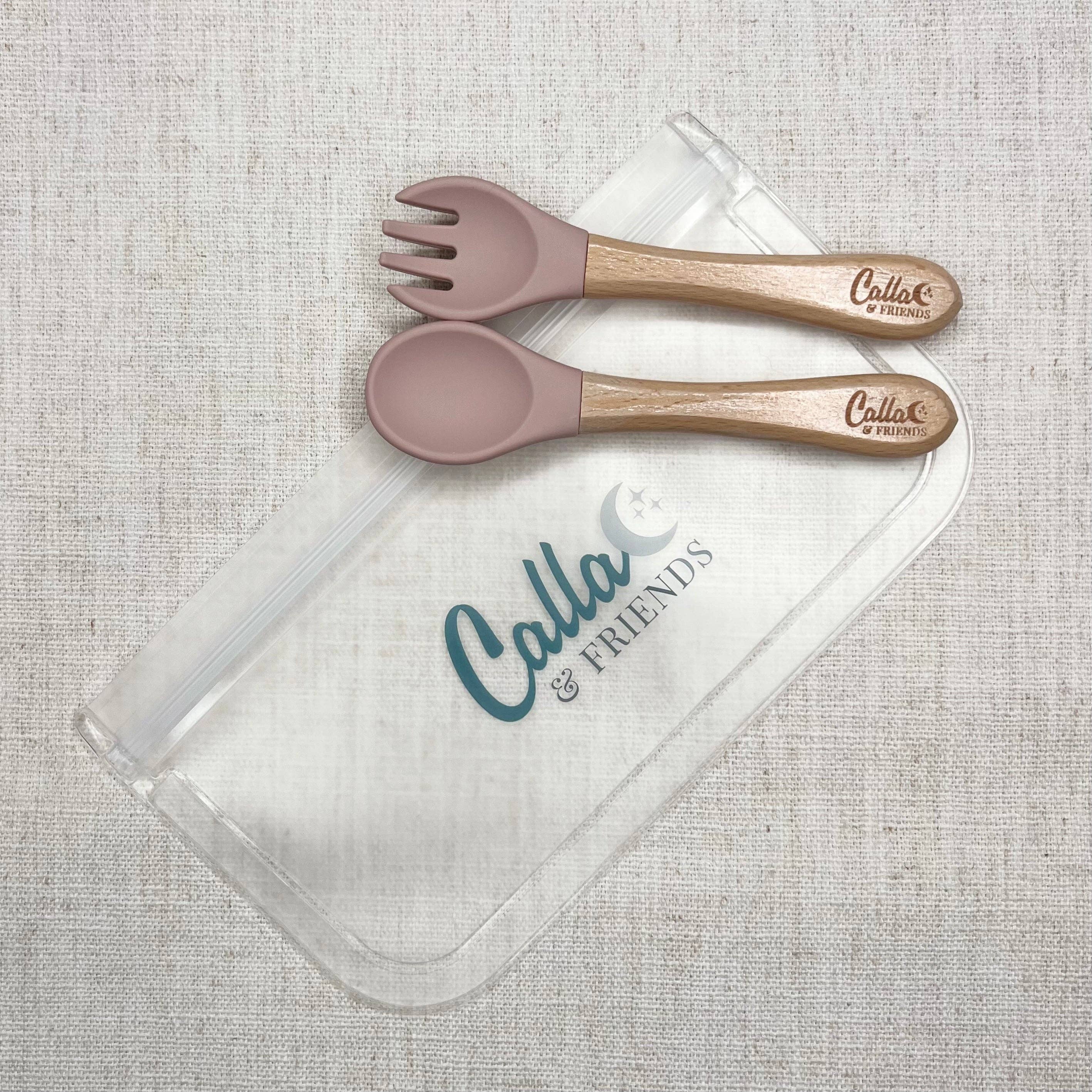 Calla & Friends - Silicone & Beechwood Toddler Utensil Set