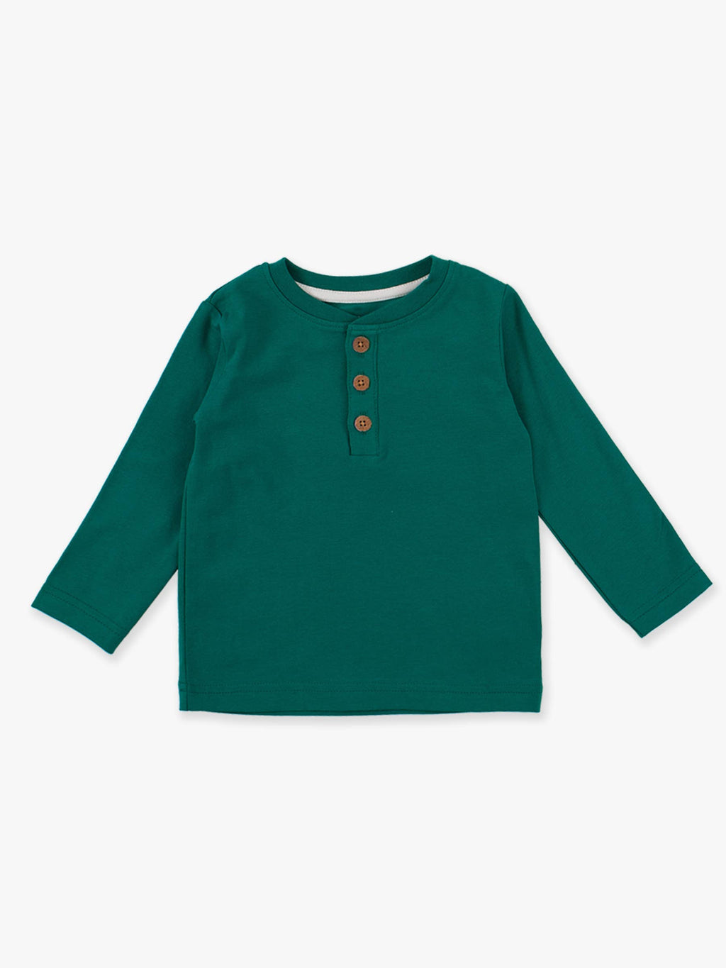 RuffleButts + RuggedButts - Boys Emerald Green Knit Long Sleeve Henley Tee