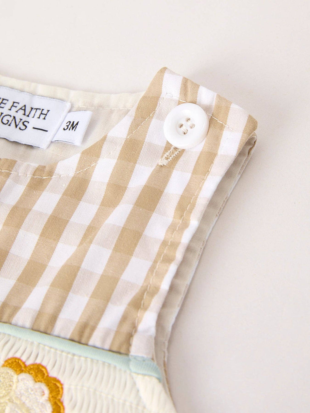 Rylee Faith Designs - Fall Thanksgiving Apricot Plaid Chick Embroidery Smocking Baby Boys Romper