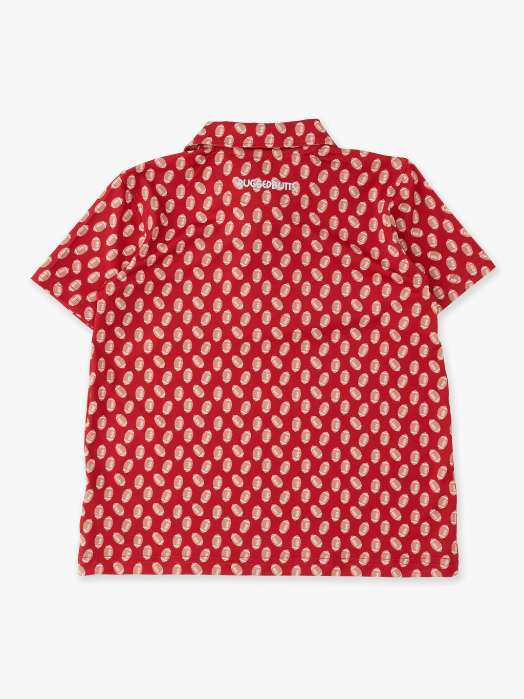 RuffleButts + RuggedButts - Boys Varsity Red Football Frenzy Knit Short Sleeve Performance Polo