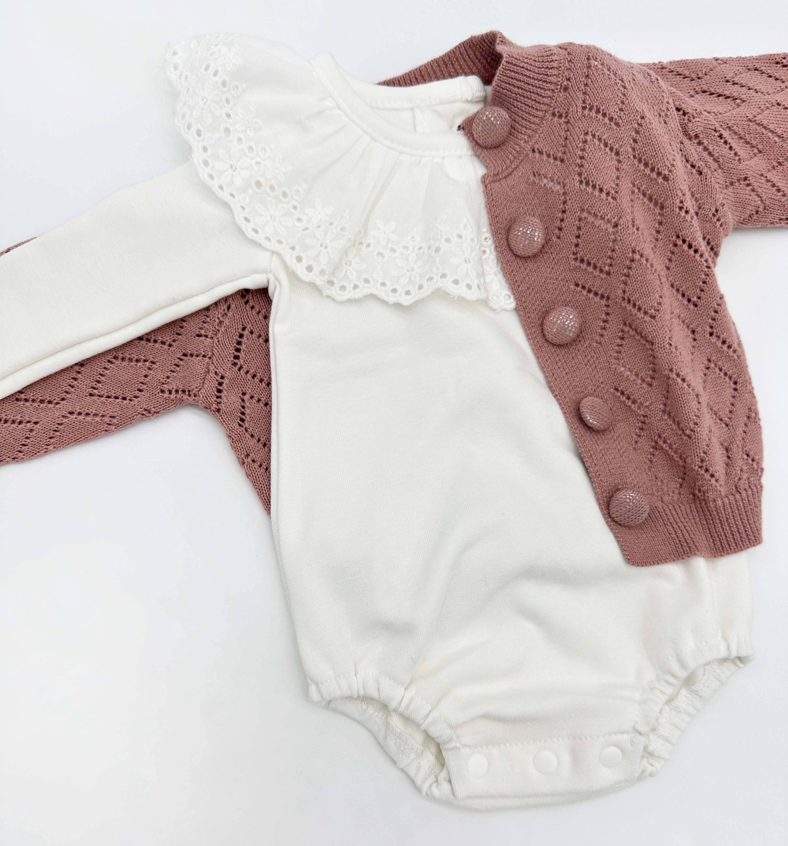 OLIVE & CRADLE - Ellanor Pointelle Cardigan