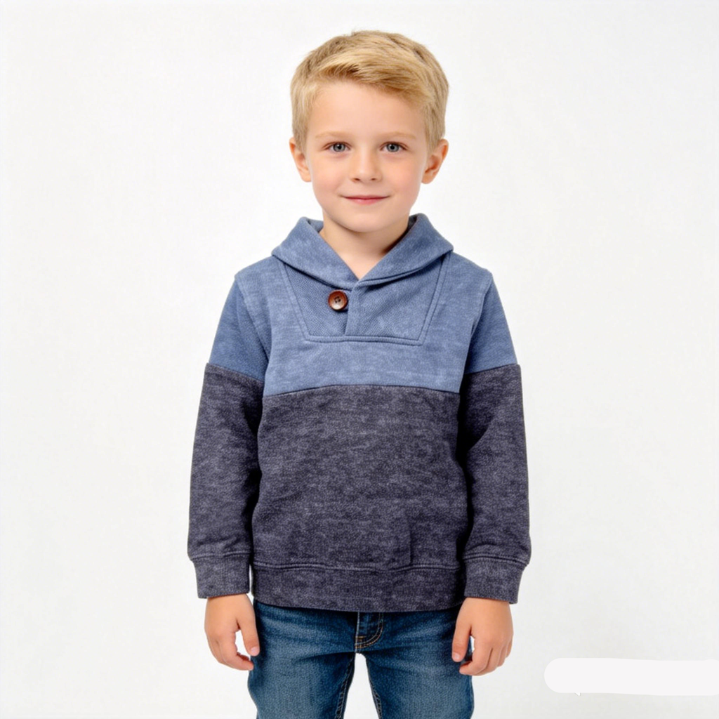 Boys Color Block Shawl Collar