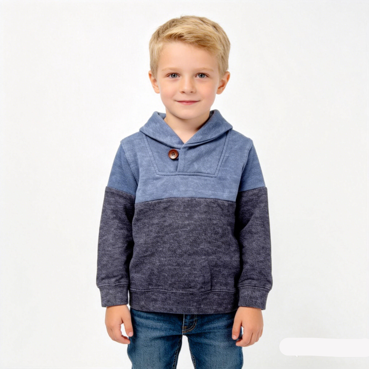 Boys Color Block Shawl Collar