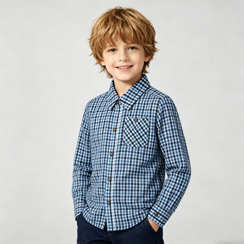 Boys Gingham Long Sleeve Button-Down