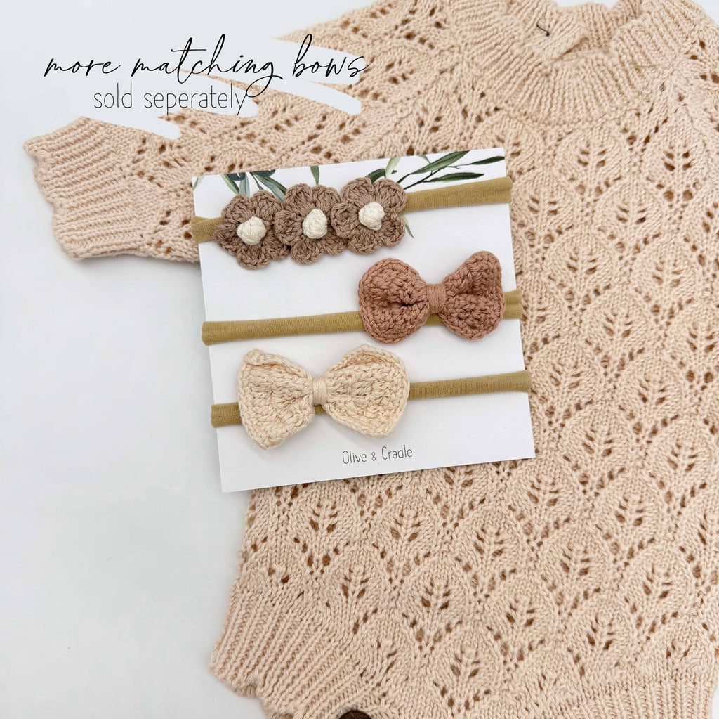 OLIVE & CRADLE - Apricot Pink Lacy Romper