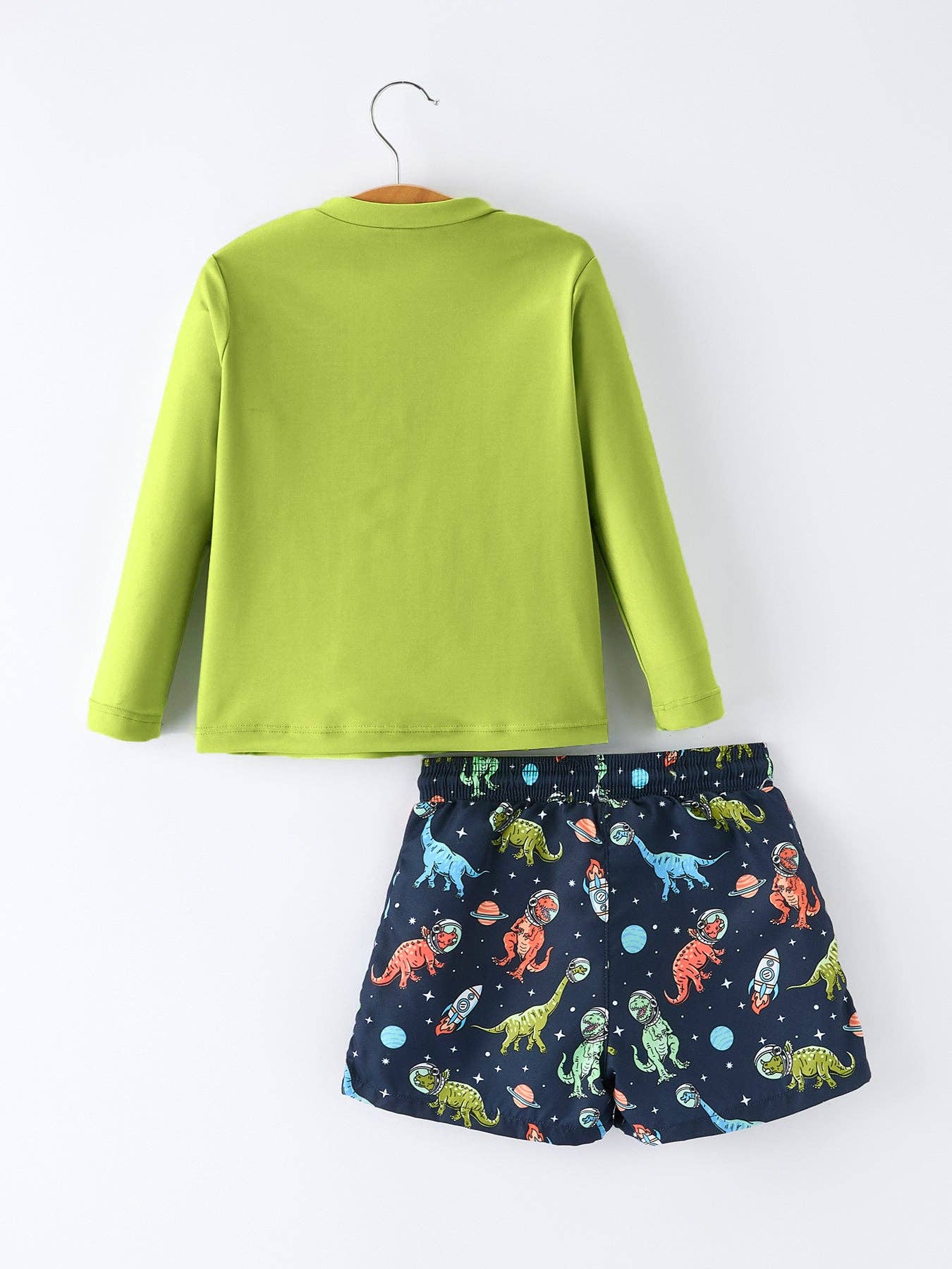 Rylee Faith Designs - Space Dinosaur Boys Two Piece Swimsuit Long Sleeve