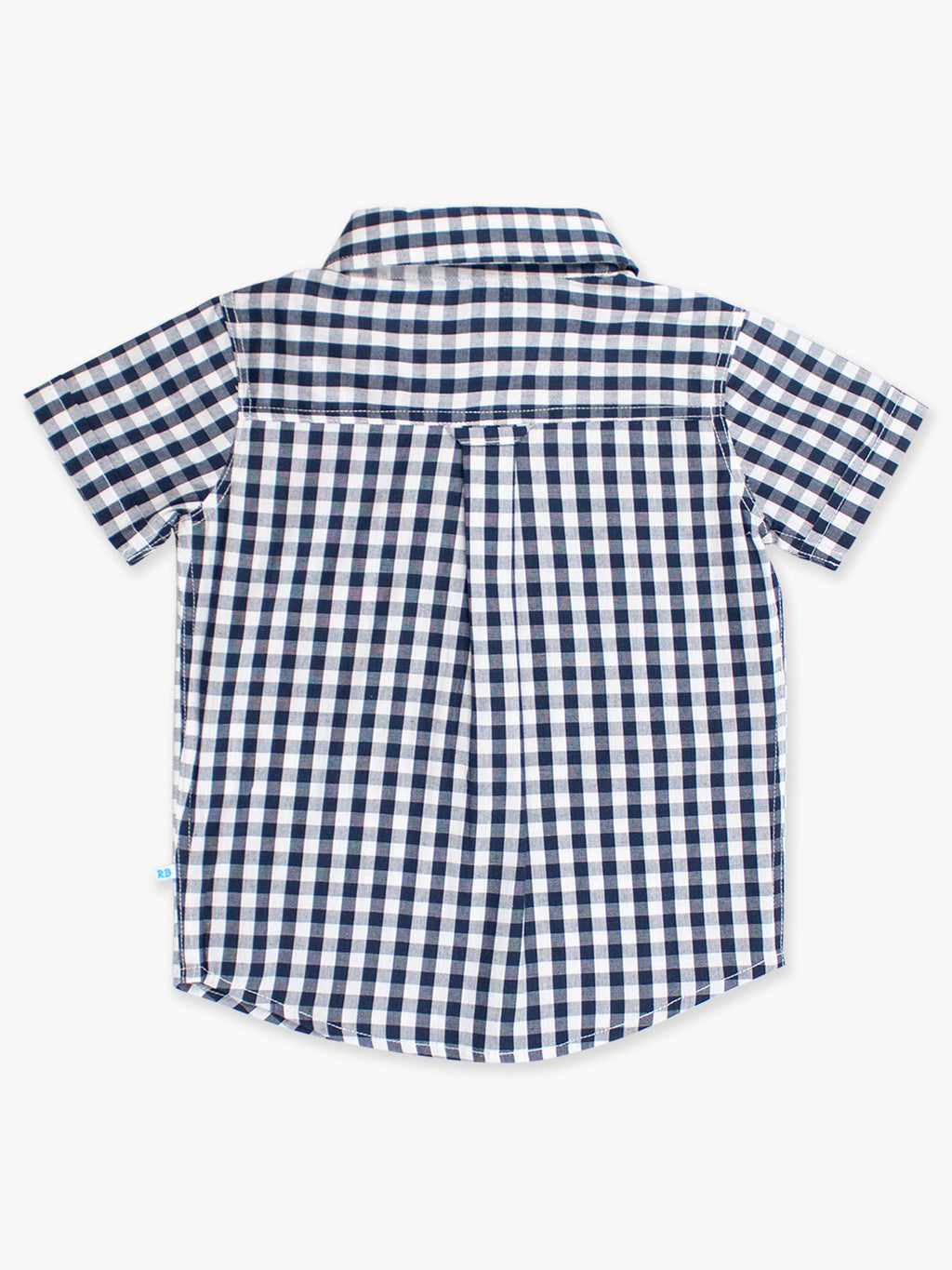RuffleButts + RuggedButts - Boys Classic Dark Navy Gingham Short Sleeve Button Down Shirt