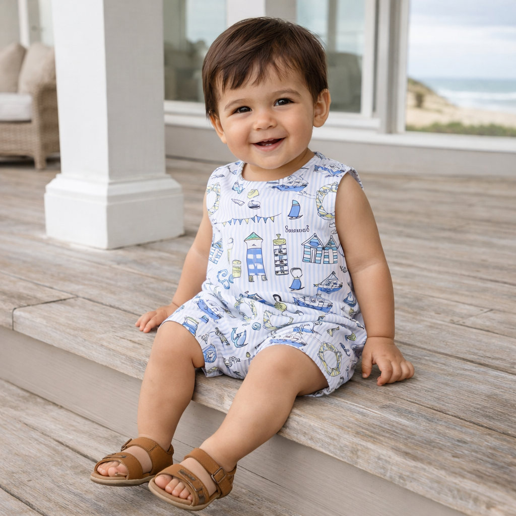 Tesa Babe - Seashore Shortall Romper – Bamboo Baby Neutral One Piece