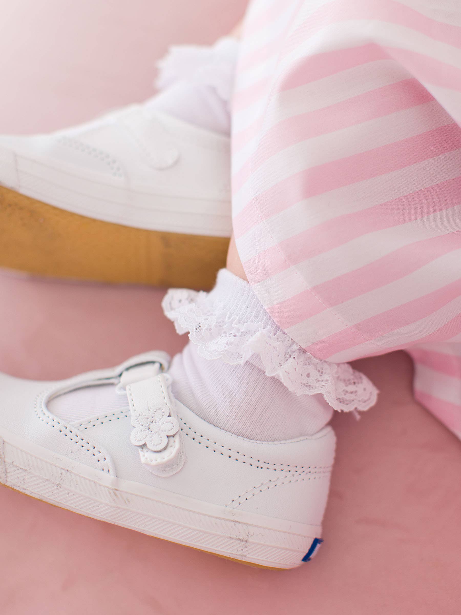 RuffleButts + RuggedButts - Girls White 3-Pack Ruffle Ankle Socks