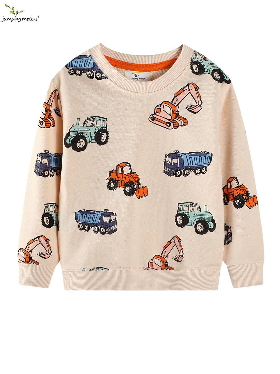 The Find Peaks - Cute Boys' Long Sleeve Sweatshirt with Excavator Pattern